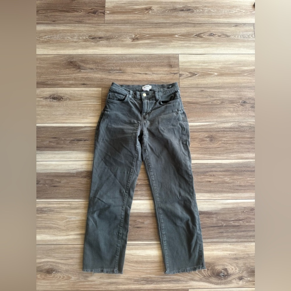 L’AGENCE womens sada cropped slim high rise army green jeans size 25